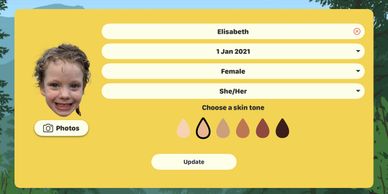 User profile screen with photo and personal details input.