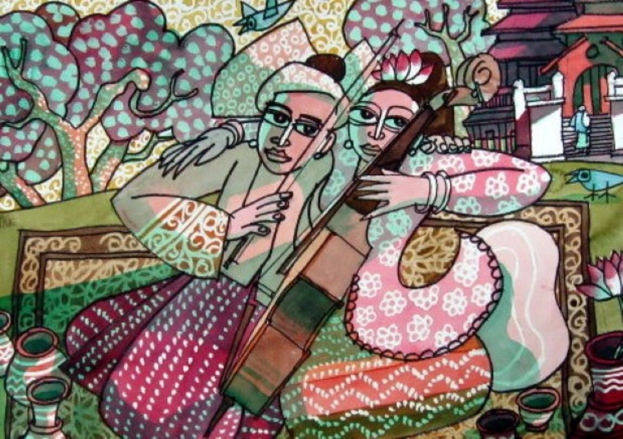 “Gemini: Zodiac Sign” “I was born a Gemini” (on verso),
Win Pe, Undated (2008), Watercolor, 14 x 20 