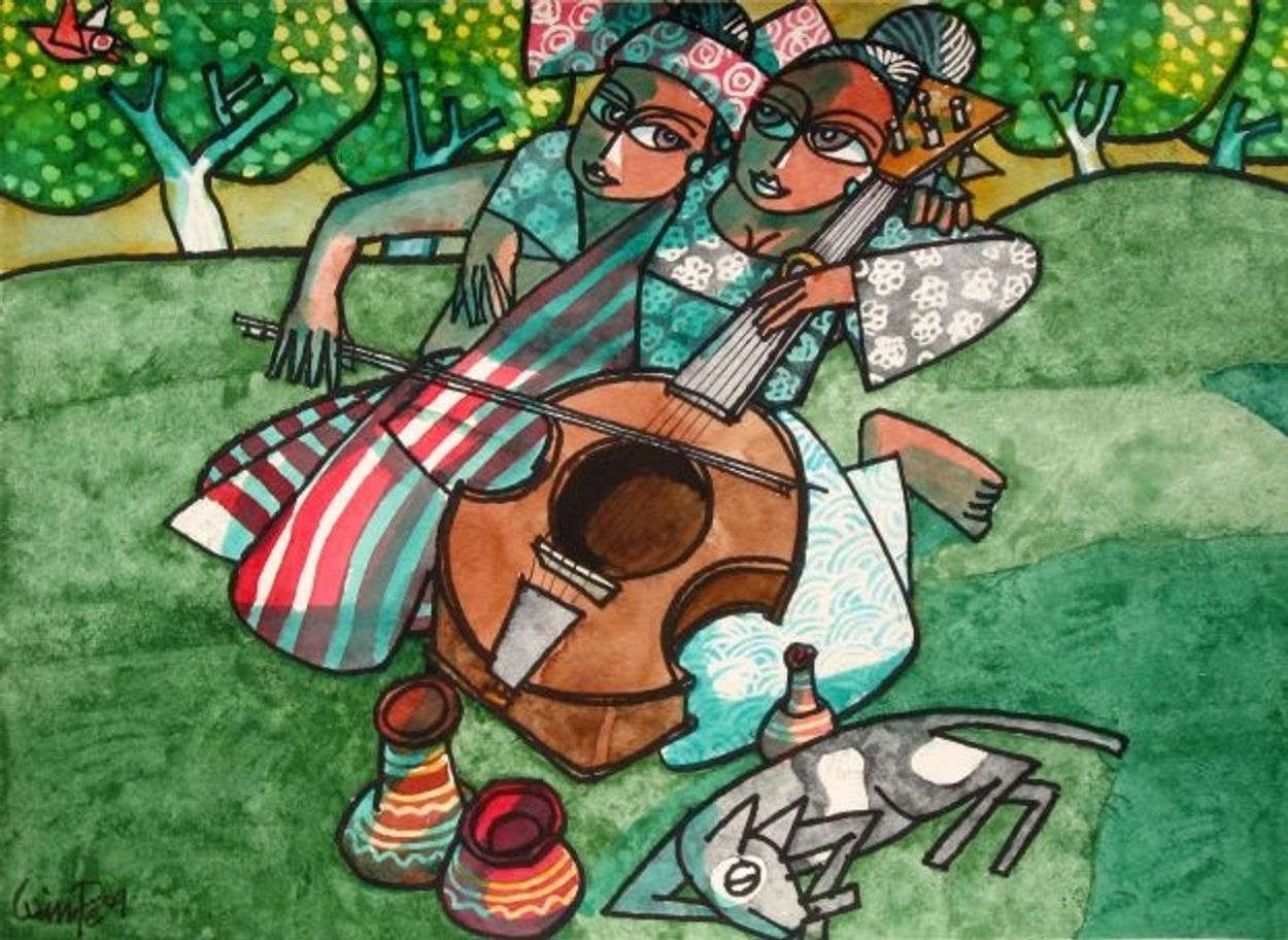 Gemini Twins, Win Pe, 2009, Watercolor, 11 x 15 inches