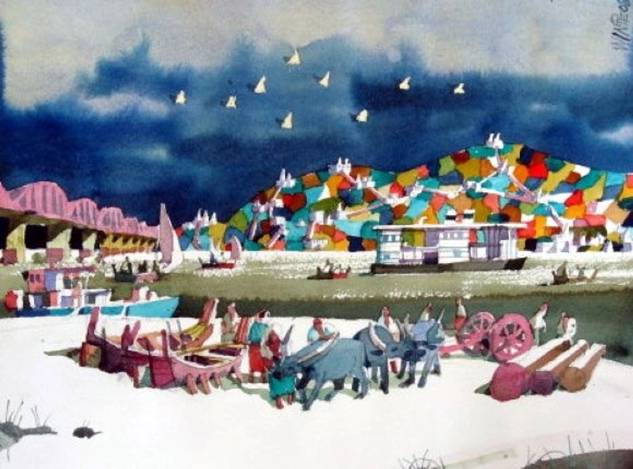 Sagaing Hill with Ava BridgeWatercolors, Win Pe, 2008, Watercolor, 
12x16 inches
