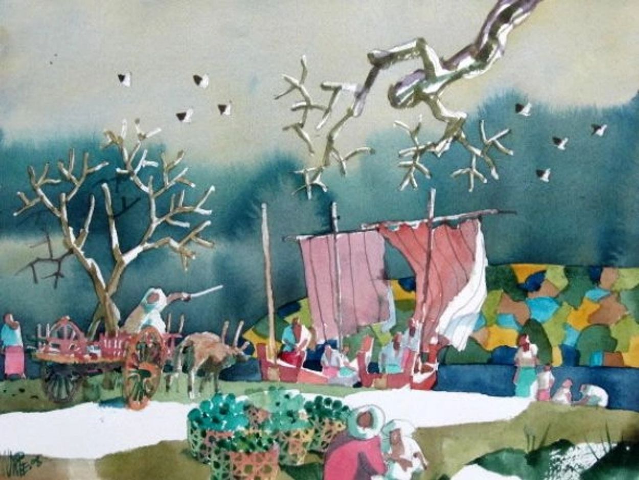 Sails on Irrawaddy, Win Pe, 2008, Watercolor, 12x16 inches