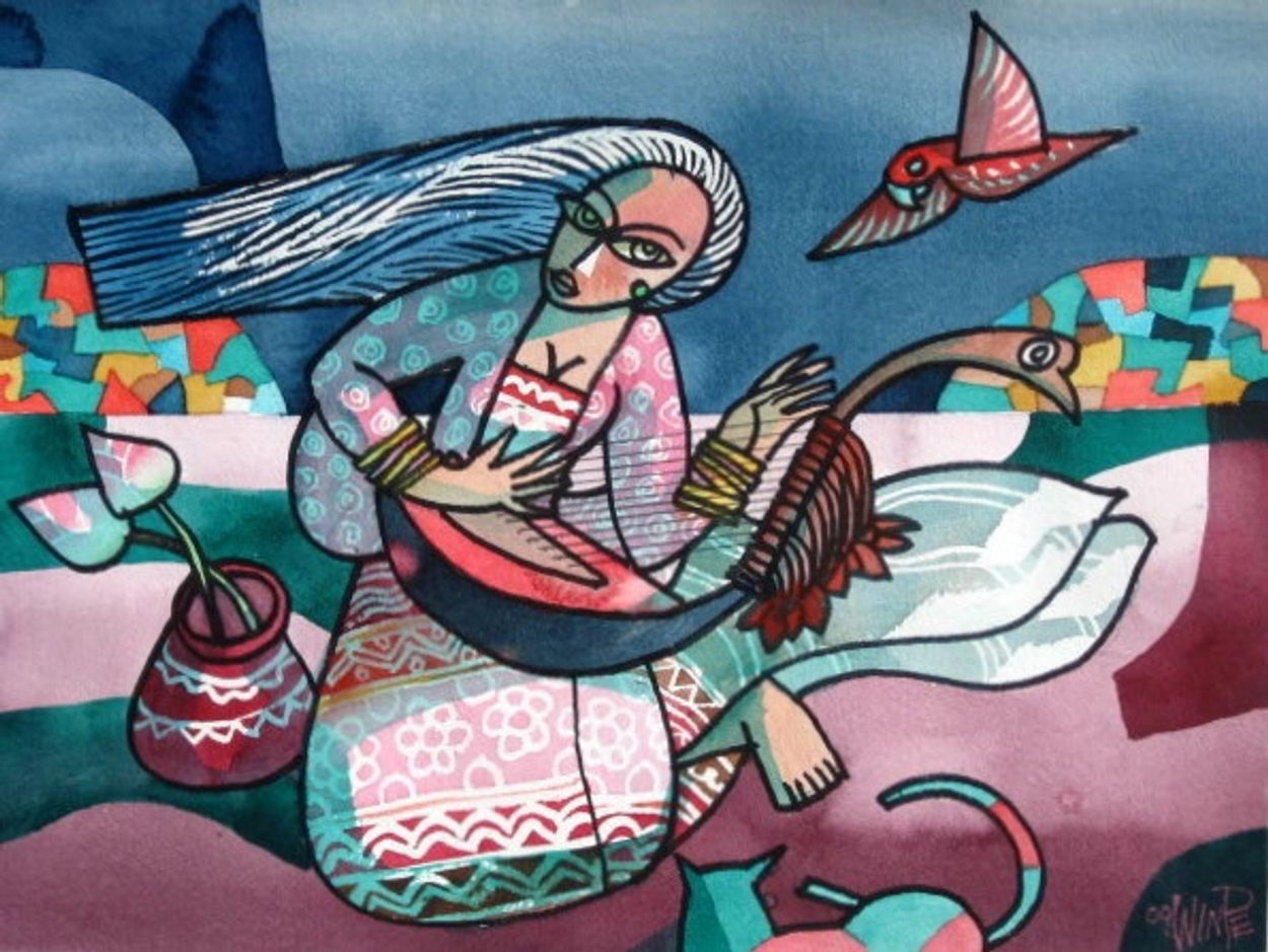 Figure 48, Win Pe, 2009, Watercolor, 12 x 16 inches 