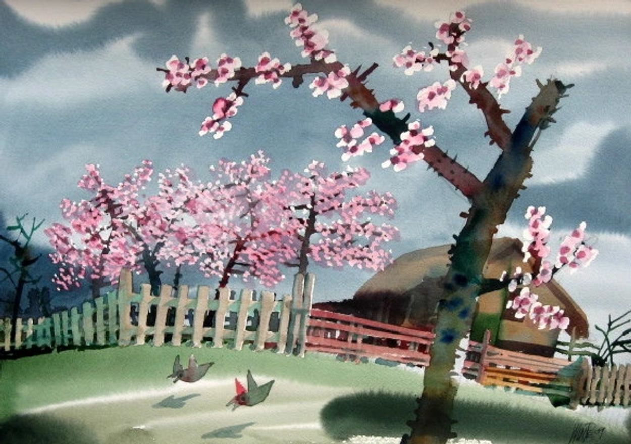 Cherry Blossom, Win Pe, 2009, Watercolor, 14 x 20 inches