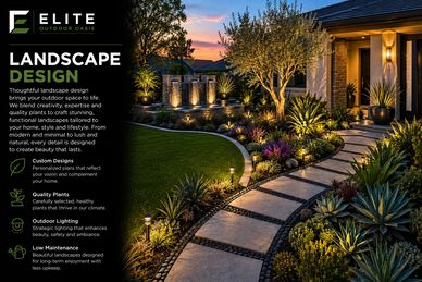 Beautifully designed outdoor landscape at sunset.