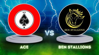 Sports team logos of ACE and Ben Stallions facing off in a stadium.