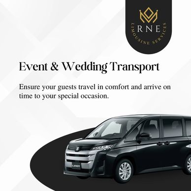 Event and wedding transport service with comfortable travel in a black Suzuki Landy.
