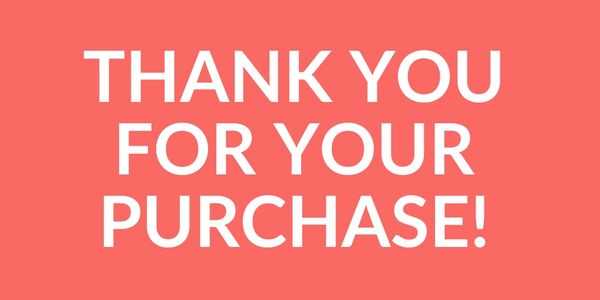 Thank you for your purchase message on coral background.