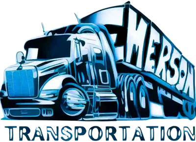 Blue-toned stylized semi-truck with 'Emerson Transportation' text.