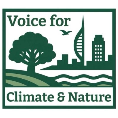 Logo depicting nature and urban elements advocating for climate and nature.