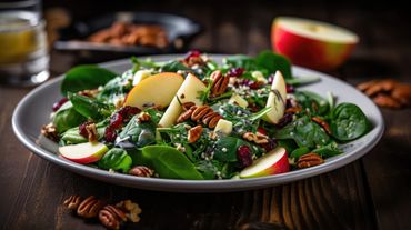 A plate of apple salad with pecans
