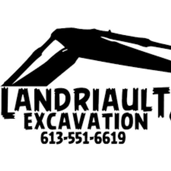 Logo of Landriault Excavation with phone number 613-551-6619.