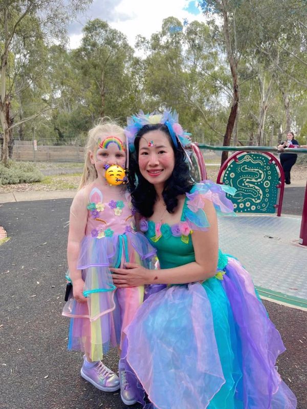 Artist Tina with her favourite face painting customer