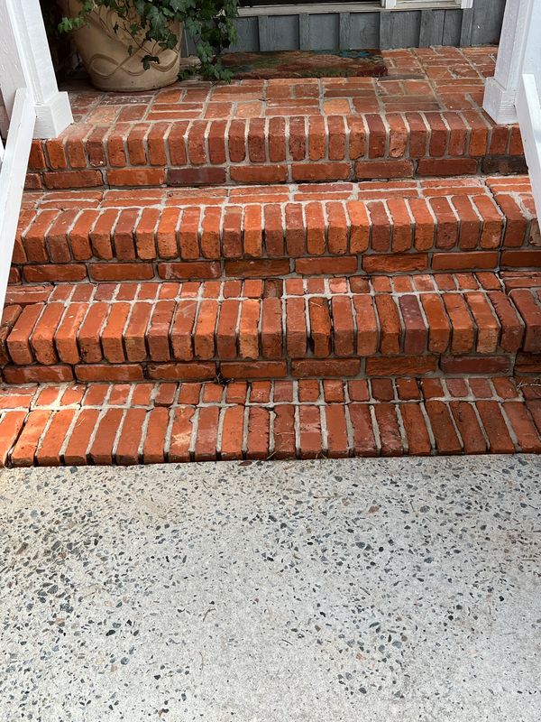 Clean brick entry steps.