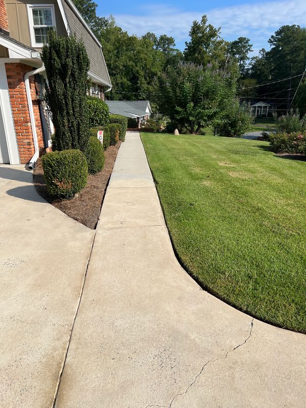 Clean concrete walkway after pressure washing in Macon GA by Georgia Grime Fighters