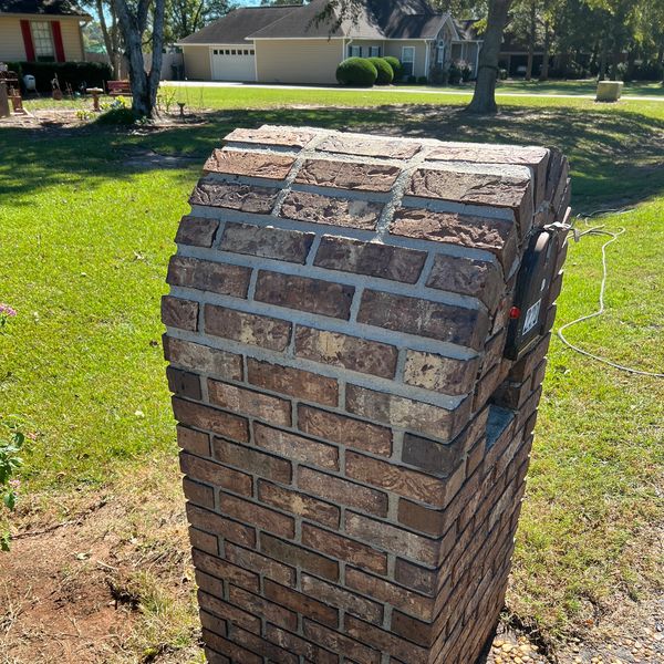 Brick mailbox after professional exterior cleaning by Georgia Grime Fighters