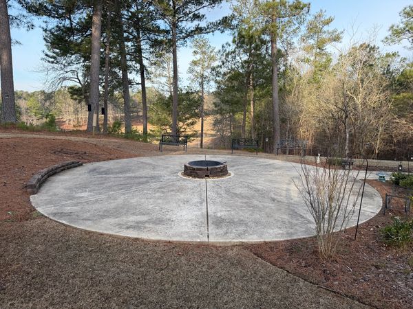 Concrete patio before professional pressure washing in Jones County GA