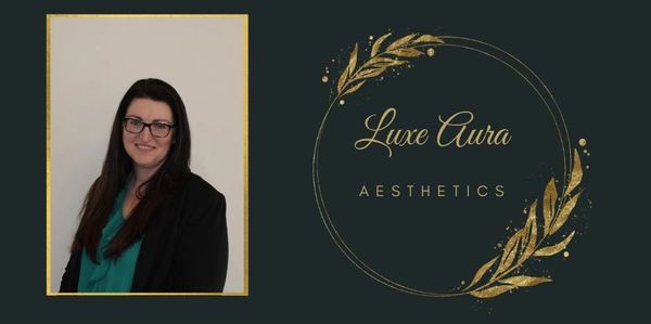 Business card for Coralee Mierke at Luxe Aura Aesthetics with contact number.