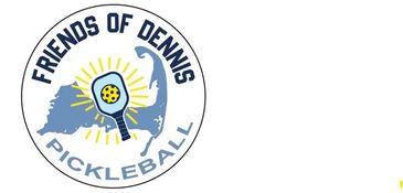 Logo of Friends of Dennis Pickleball with a paddle and ball over a map.