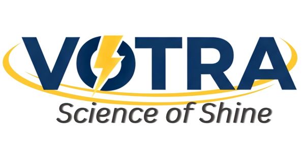 VOTRA logo with a lightning bolt and tagline Science of Shine.