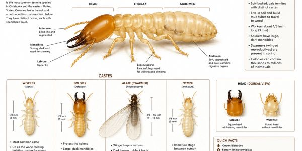 Detailed anatomy and caste system of the Eastern Subterranean Termite.