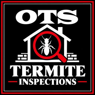 Logo for OTS Termite Inspections with termite and magnifying glass.