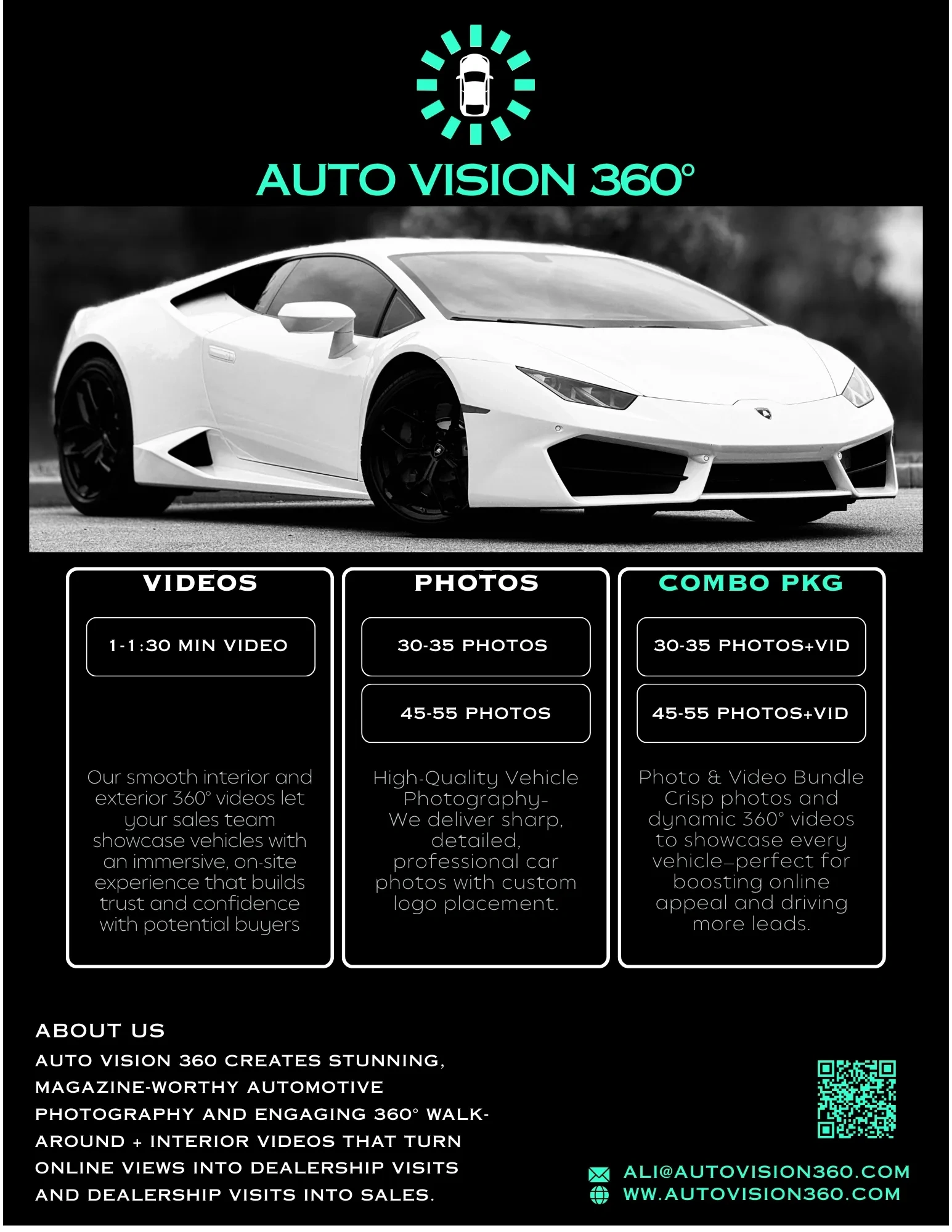 Auto Vision 360 offers professional 360° vehicle photos and videos to boost sales and online appeal.