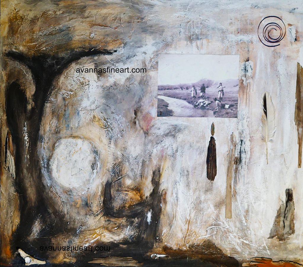 Rust Buffalo#2 Wood and Water, mixed media,  rusted svreen, willow, cow bone, dilapidated wood, feat