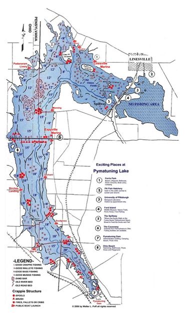 Map of Pymatuning Lake