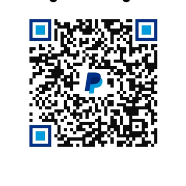 QR code for PayPal transactions with blue accents.