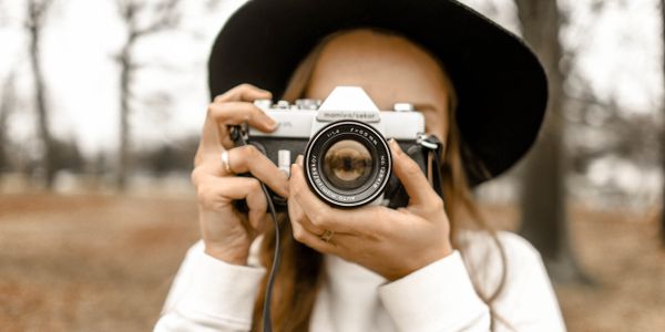 Woman holding a camera