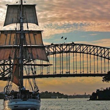Sydney Tall Ship at sunset in Sydney Harbour