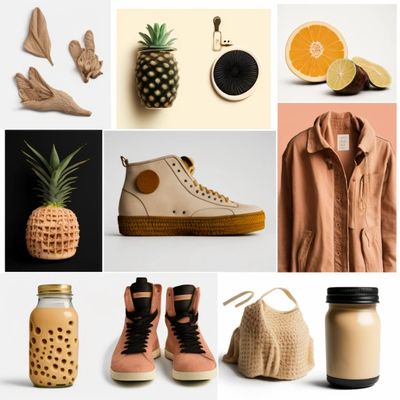 An image depicting an array of eco-friendly and cruelty-free products from the vegan fashion industr