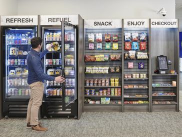Expanded shelving and refrigeration for high-traffic areas. 