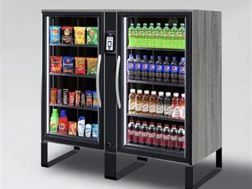 Elegant standalone unit with ambient and refrigerated storage.