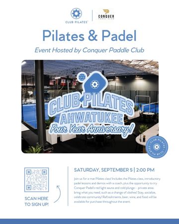 Pilates &amp; Padel event hosted by Conquer Paddle Club at Club Pilates Ahwatukee.