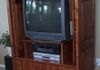armoire style pine TV cabinet