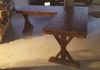 L-shaped rustic pine desk