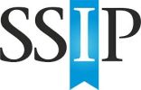 Logo with letters SSIP and a blue bookmark on I.