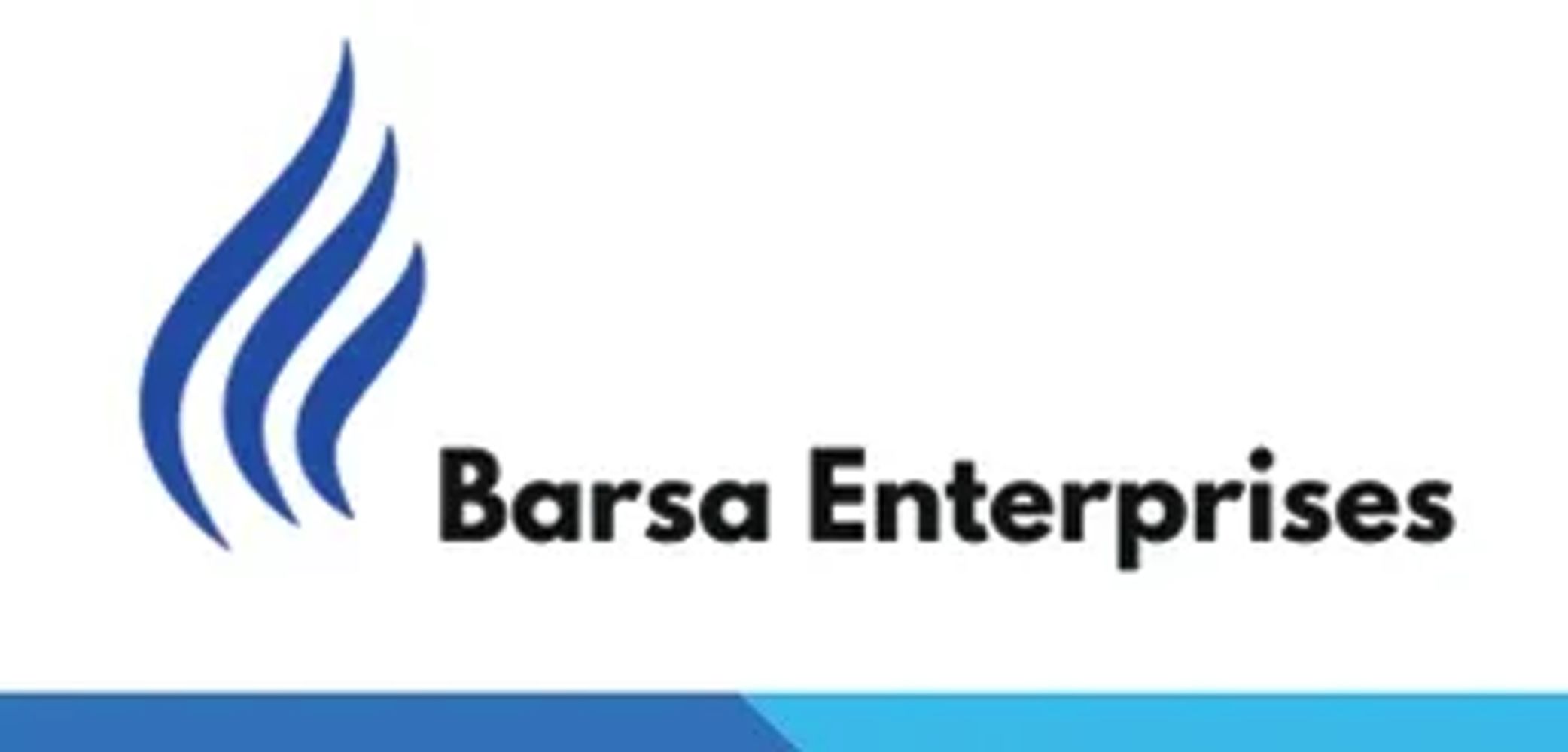 Logo of Barsa Enterprises with blue abstract flames.