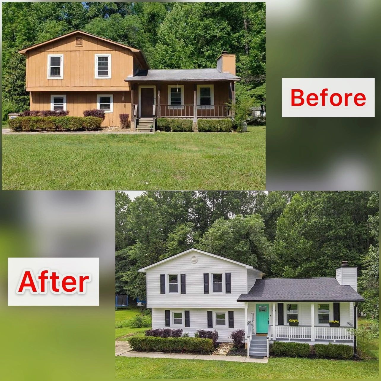 Before and after of a house remodel