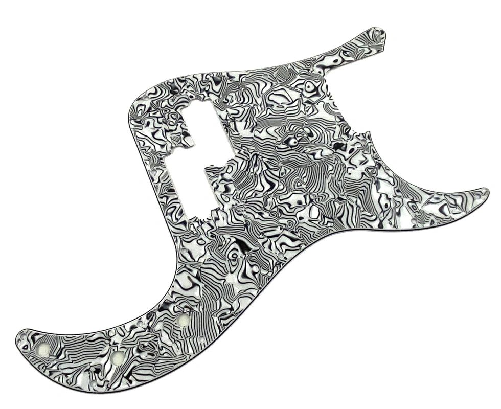 P Bass Pickguard, Standard PBass Guard White Black Abalone