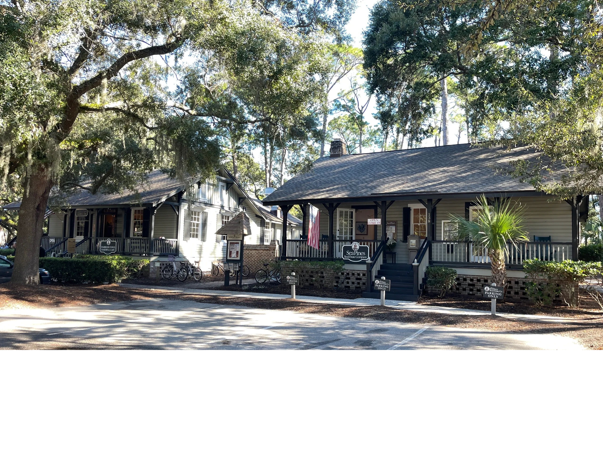 Two old building in Harbour Town next door to each other. Both are old Lighthouse keeper cottages.