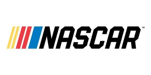 NASCAR logo with colorful stripes and bold text.