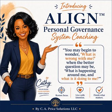 Introducing ALIGN Personal Governance System Coaching by Cathy, focusing on self-awareness and intentional living.