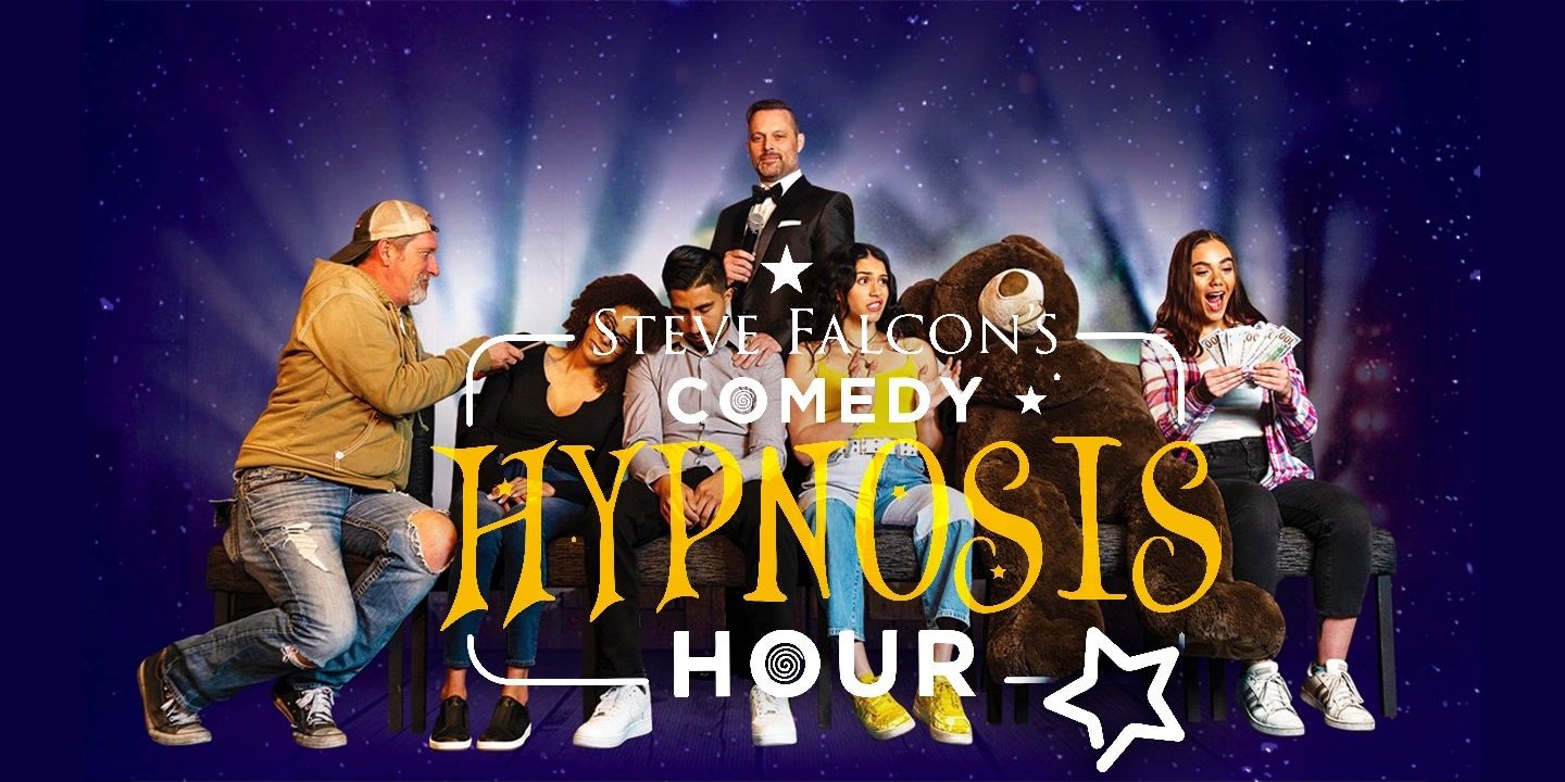 Steve Falcon comedy hypnosis show in Myrtle Beach with volunteers on stage.