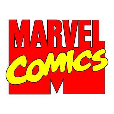 Marvel Comics logo with bold red and yellow text.