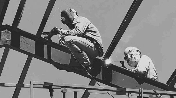 Welding trusses, purlins, i-beams, hobart, lincoln electric, welding gear, metal grinding, weld hood