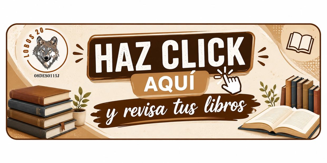 Banner inviting to click and check your books with a wolf logo.