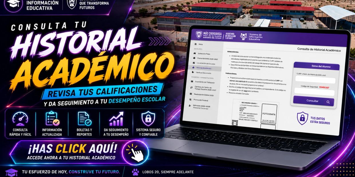 Consulta tu historial académico fácilmente y revisa tus calificaciones en línea con un sistema seguro y rápido.