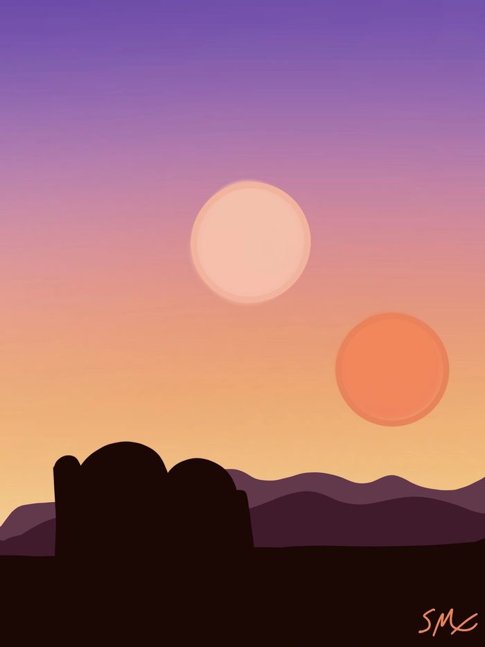 This is my variation of the very infamous Binary sunset from Star Wars